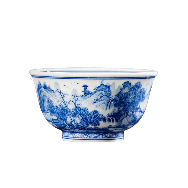 Jingdezhen blue and white maintain all hand - made ceramic cups tea master cup single CPU kung fu tea large sample tea cup