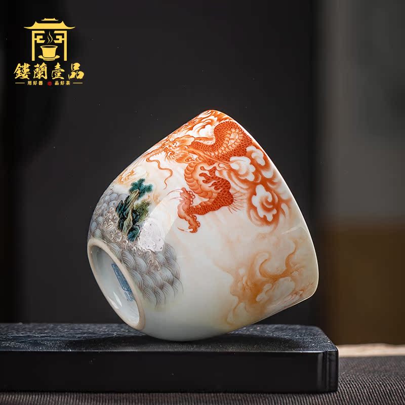 Jingdezhen ceramic hand - made pastel yunlong sea master single cup sample tea cup large - sized kung fu tea cup, bowl