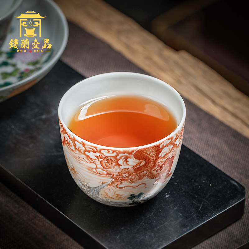 Jingdezhen ceramic hand - made pastel yunlong sea master single cup sample tea cup large - sized kung fu tea cup, bowl