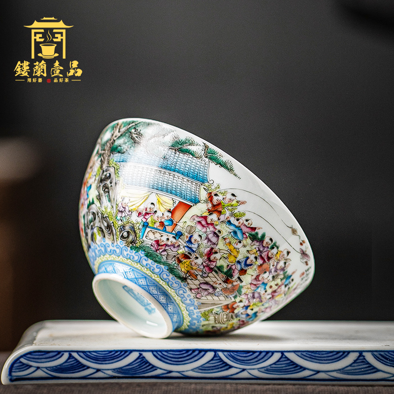 Jingdezhen ceramic all hand - made pastel the ancient philosophers figure master cup single CPU kung fu tea bowl of large sample tea cup tea cups