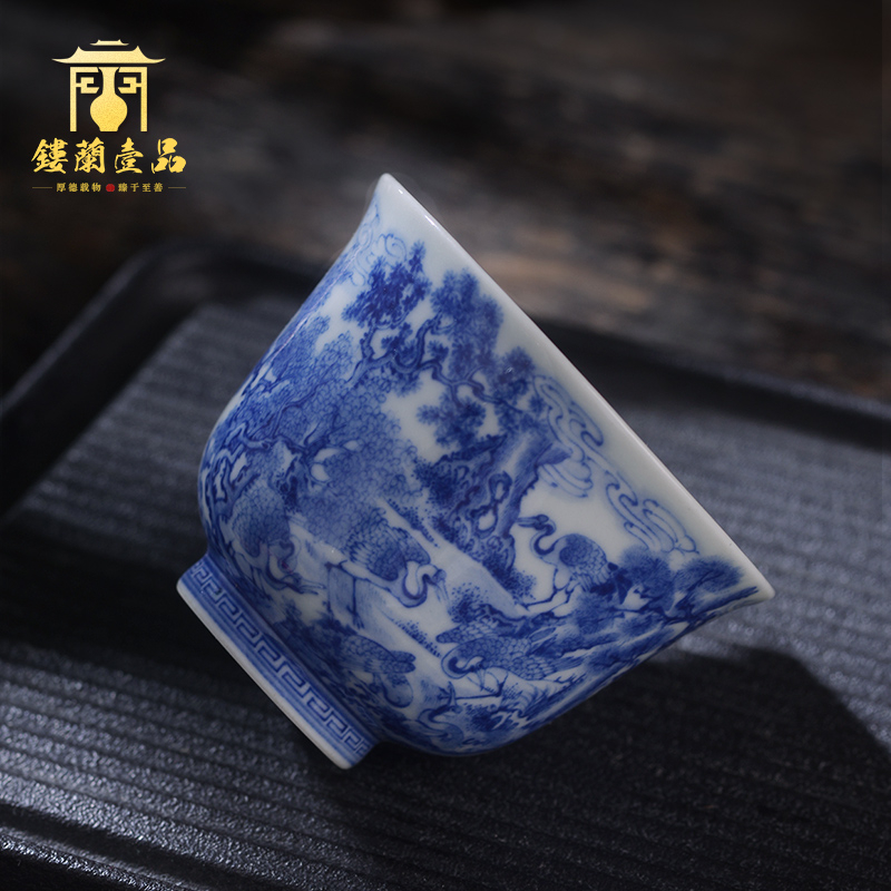 Jingdezhen ceramic all hand - made porcelain of Haitian group of crane master cup tea cup kung fu tea set single cup sample tea cup