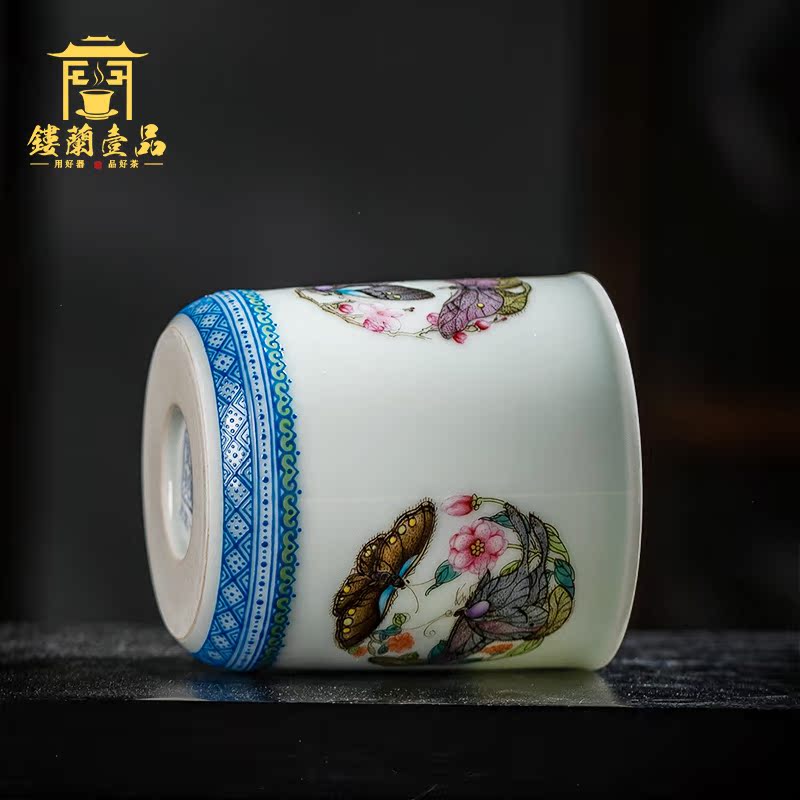 Jingdezhen all hand hand draw pastel group control host single CPU kung fu ceramic tea set sample tea cup large tea cup