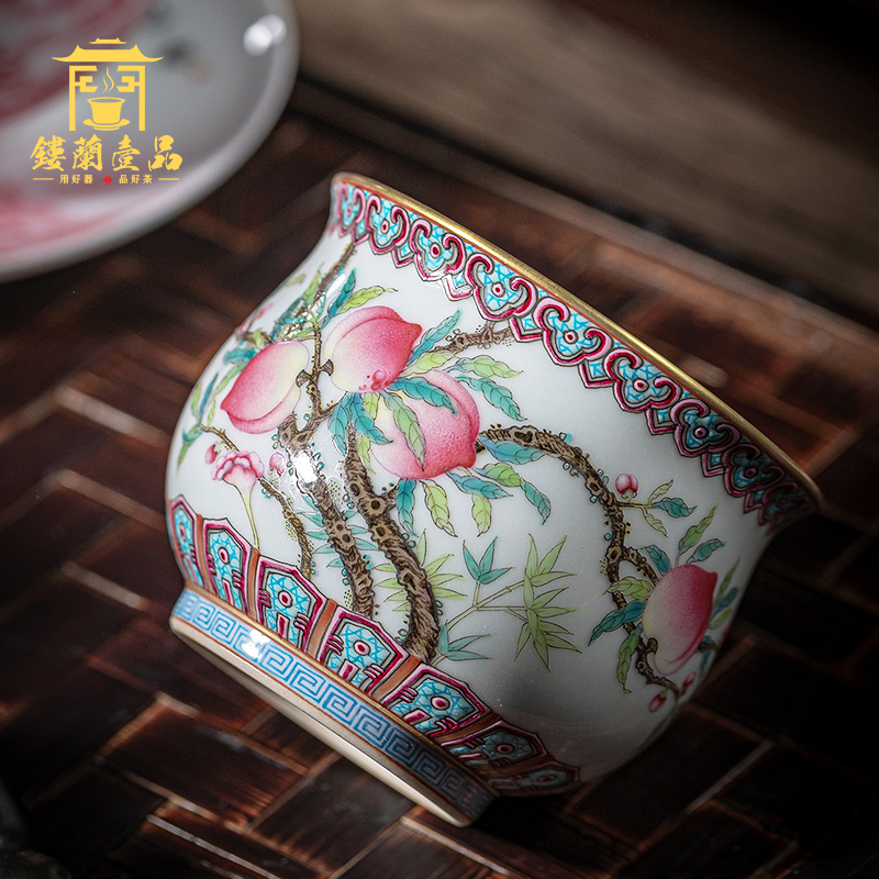 Jingdezhen ceramics all hand pastel live live peach master cup hand - made kunfu tea tea cup single CPU
