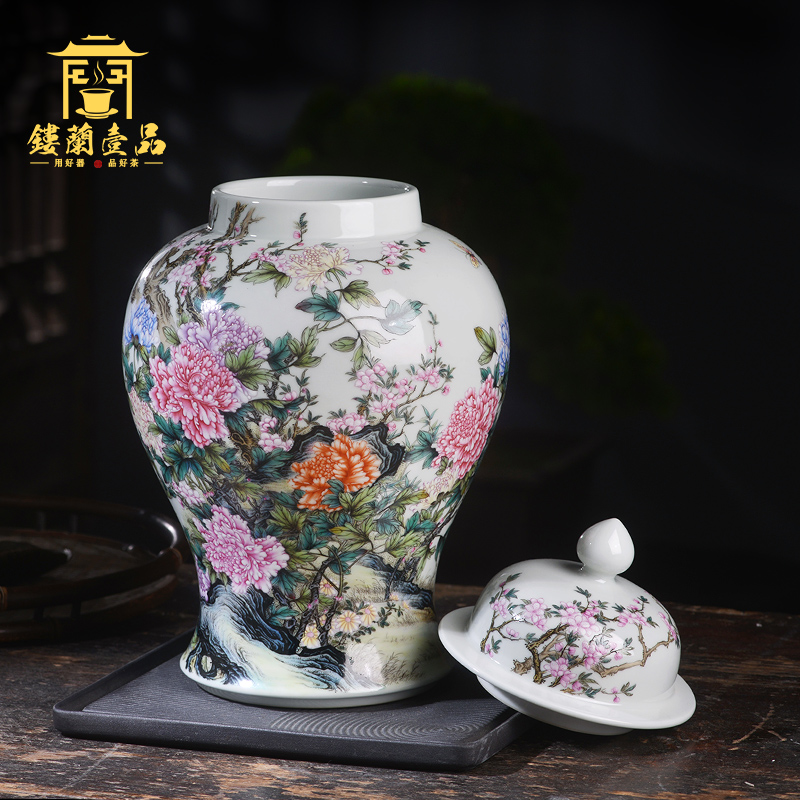 Jane don spill pastel peony caddy fixings jingdezhen ceramic tea furnishing articles all hand - made seal pot decoration collection