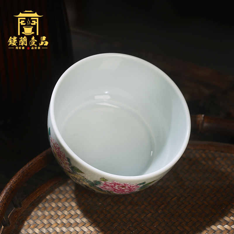 Jane don spill pastel peony master cup of jingdezhen ceramic hand - made all single CPU kung fu tea set personal tea cup