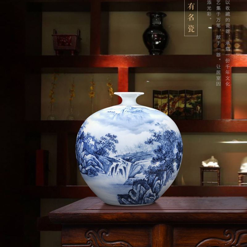 Hand - made dry flower vases, new Chinese style living room sofa of blue and white porcelain of jingdezhen ceramics TV ark adornment furnishing articles