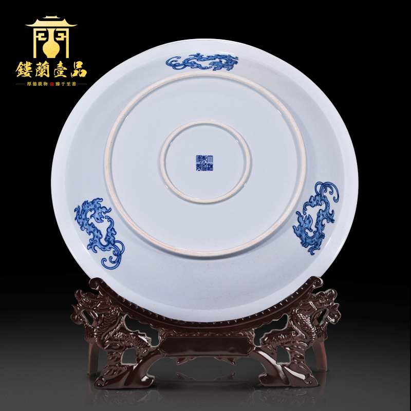 Jingdezhen ceramics imitation the qing qianlong hand - made of blue and white porcelain lotus flower porcelain Chinese hang dish hanging decorative furnishing articles