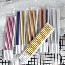 Slender pencil Candle gold and silver blue birthday candle long rod candle hipster cake decoration