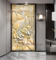 Art Glass Xuanguan Partition Screen Aisle Background Wall Deep Sculpture Relief 3D Solid Sense Jade Sculpture Landscape Painting