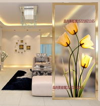 Art Glass Modern Minima Shoe Cabinet Partition Screen Xuanguan Background Wall Double Sided Light Transmission Brief About Tulip