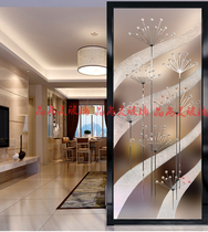 Hot Pin Art Glass Living Room Partition Screen Xuanguan Background Wall Handcrafted Deep Engraving With Beads Solid Sensation Dandelion