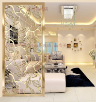 Art glass Modern simple entrance partition screen double-sided translucent deep carved Jane European gold leaves