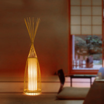 Handmade bamboo lamp Zen tea room New Chinese style original bamboo floor lamp Japanese bed and breakfast nine shop bedroom lamp