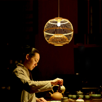 Japanese tea room chandelier Zen lamp New Chinese study Creative personality Bed and breakfast Hotel Bamboo lamp Restaurant chandelier
