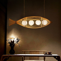 Japanese Southeast Asian fish chandelier Chinese restaurant Hotel lobby hot pot restaurant chandelier Creative personality Bamboo woven lamps
