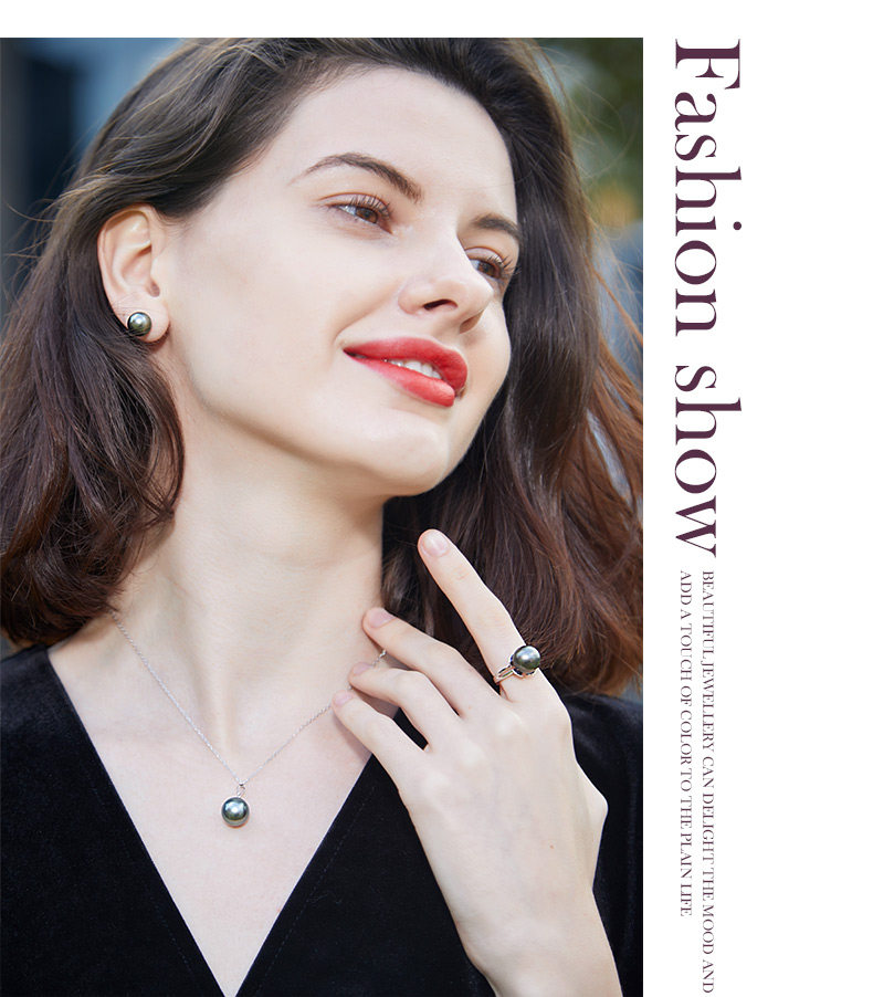 黛米倾心 正圆海水大溪地黑珍珠耳钉 18k金正品女 简约气质珠宝