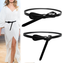 Leather belt women ins with skirt coat decoration belt suit waist girdle cowhide thin waist seal knot trench coat