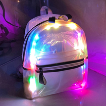 2020 Japanese and Korean new shoulder bag Harajuku LED luminous leisure travel tote bag ins transparent jelly backpack