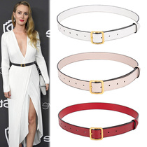 Korean leather belt womens dress shirt decoration Hong Kong flavor jeans with mens couples thin belt trend Joker waist