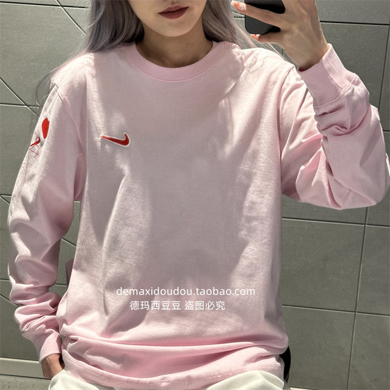 Authentic Nike men's couple pure cotton printed casual stacked embroidered long-sleeved T-shirt FV3994 Authentic Nike men's couple pure cotton printed casual stacked embroidered long-sleeved T-shirt FV3994