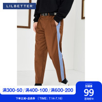 Lilbetter mens casual pants Autumn and winter side contrast color striped straight pants Port wind trousers loose pants men