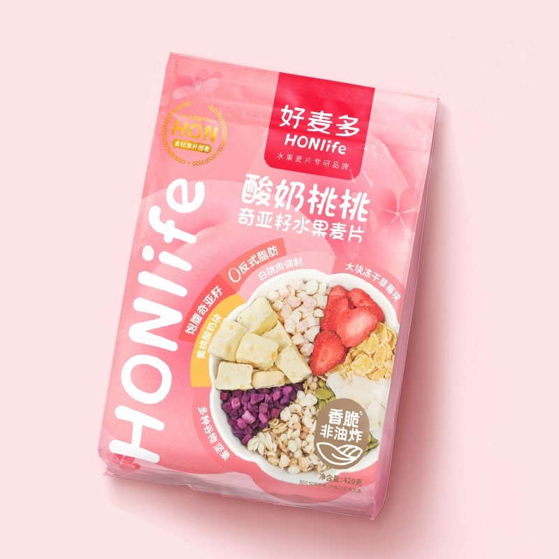 【关晓彤代言】好麦多酸奶桃桃水果燕麦片坚果粒谷物早