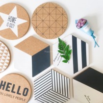 (Low price clearance) ins Nordic black and white geometric placemats pot mat insulation mat hexagonal Cork photo