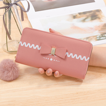Womens clutch wallet womens long 2021 new bow printing zipper large capacity wallet mobile phone bag