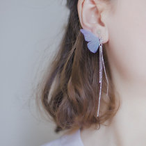 Star Chen S925 pure silver butterfly flow Su shiny silver Pearl Earring earrings Ear Clip Fairy Air Ornament