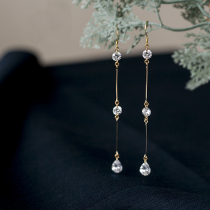 Special pear shaped drop zircon low-key Jean about bright complexion embellished with face type long earrings without ear clip