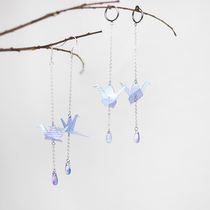 Cool summer laser polarized discoloration paper crane water drop long earrings earrings earrings