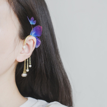 Dream Meritocracy Butterfly earthen Crystal Pearl Streaming Suear hanging ears Bone Clips Ear without earbugless Holiday Wind