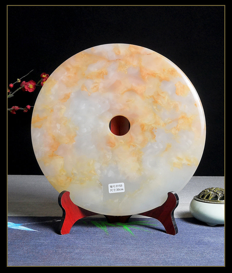 纯天然红花冰玉平安扣摆件玉石客厅玄关中式阿富汗玉招财辟邪镇宅
