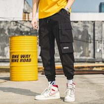 Summer thin multi-pocket function wind overalls mens Tide brand toe loose Korean casual under the thin