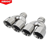SUMSOO 1 piece exhaust double tip 304 stainless steel suitable for general car muffler tailpipe modification