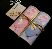 Japan original imported ladies handkerchief cotton gift box and wind bronzed gold floral cherry full cotton handkerchief