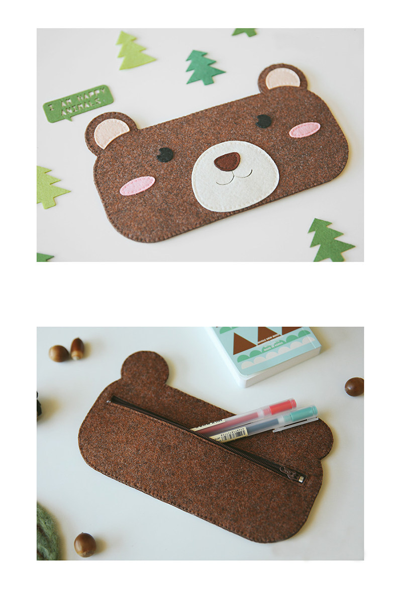 免裁剪不织布材料包 diy手工布艺 可爱动物笔袋 熊兔子狐狸企鹅