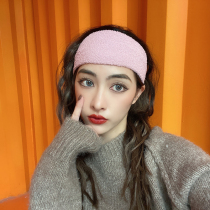 Warm fine lamb hair with ins pure color wide side wearing women Seasons double-sided plush suede hair hoop Korea haircut