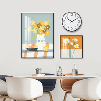 Modern minimalist restaurant decoration painting Nordic warm size combination dining room clock creative dining table background wall hanging painting