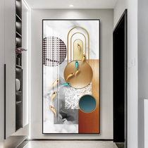 Nine fish picture porch decorative painting light luxury modern corridor aisle end lucky fish vertical painting living room Crystal porcelain painting