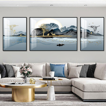 New Chinese living room decorative painting landscape painting with backer sofa background wall mural 2021 New Crystal porcelain hanging painting