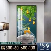 Wufu Yingmen entrance porch decorative painting Corridor aisle vertical background wall hanging painting fantasy creative modern simplicity