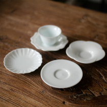 Jingdezhen handmade white porcelain saucer Cup kung fu tea ceremony tea set sweet white insulation tea cup mat white jade porcelain coaster