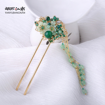 Smoke Rain Gangnam Design Hairpin Ancient Wind Pan Head Accessories Streaming Suhan Clothes Hair Accessories original headwear green hairpin hairpin