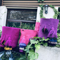 6 4 live broadcast-Colombia pure hand-woven double-strand pure color tassel ball Siu slay bag
