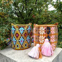 (1015 Good Festival) Colombian hand-woven WAYUU Bag single double combined large size