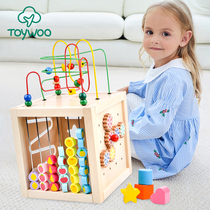ToyWoo infant child wrap around Pearl Box multifunction baby string bead boy girl 1-2-year-old 3 Puzzle Toy