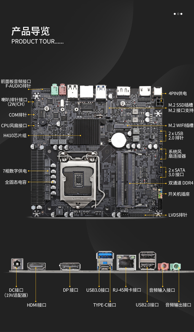 onda昂达h410d4ipc十代i3i5i7lga1200迷你itx主板m2lvds真4k