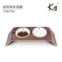 K1 pet home kapok kapok CapCap pet food bowl teddy dog dog dog bowl cat bowl ceramic double Bowl