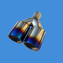 Automotive retrofit piece stainless steel welding modified exhaust pipe out of two large double pipe titanium blue mouth decorative tailpipe tailpipe